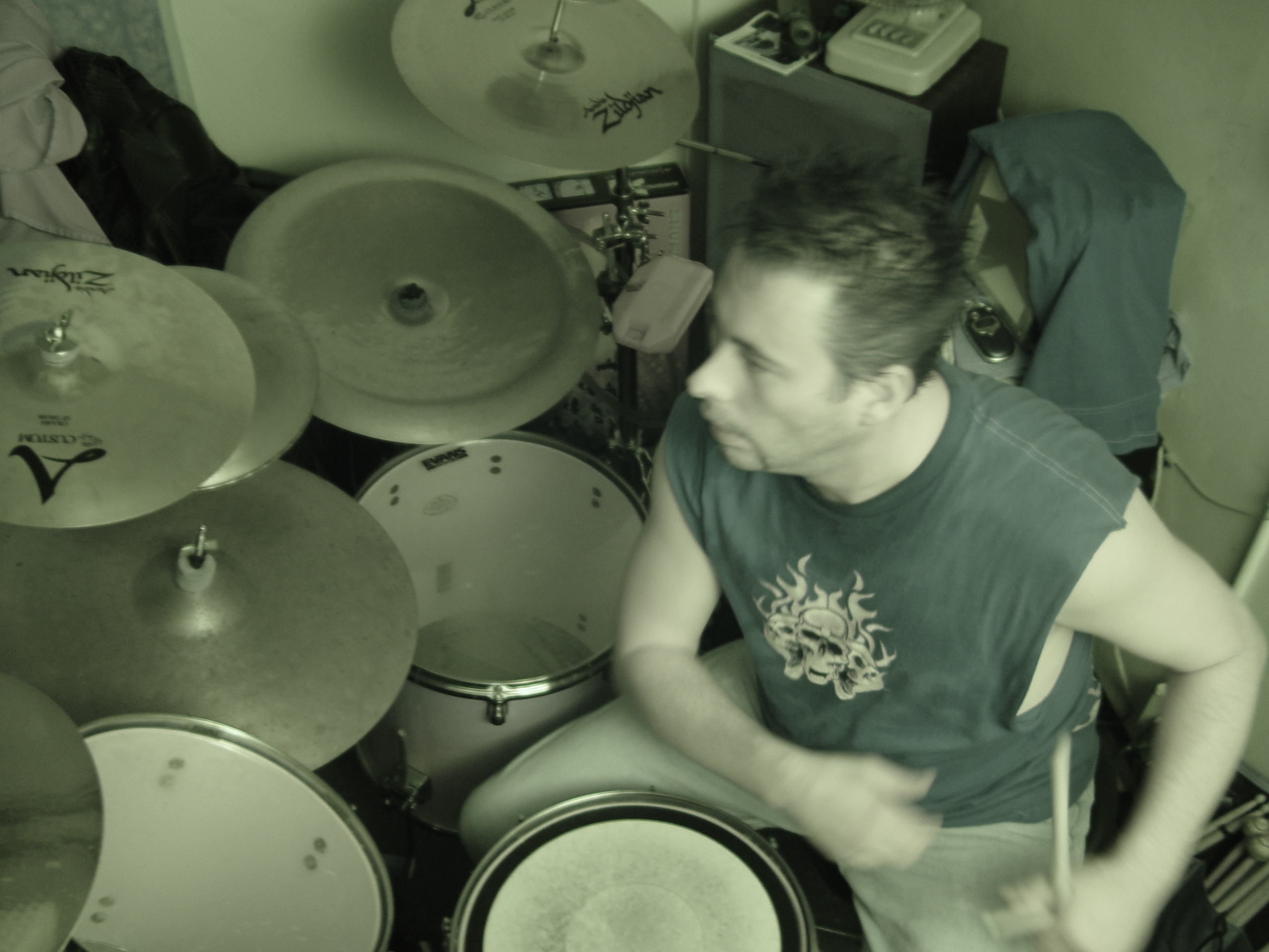 Practice room — drummer at the kit